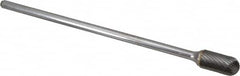 SGS Pro - 1/2" Cut Diam, 1/4" Shank Diam, Cylinder with Radius Head Single Cut Burr - Carbide, Radius End, 1" LOC - Americas Industrial Supply