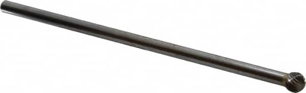 SGS Pro - 3/8" Cut Diam, 1/4" Shank Diam, Ball Head Single Cut Burr - Carbide, Radius End, 5/16" LOC - Americas Industrial Supply