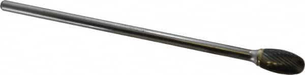 SGS Pro - 1/2" Cut Diam, 1/4" Shank Diam, Oval Head Single Cut Burr - Carbide, Radius End, 7/8" LOC - Americas Industrial Supply