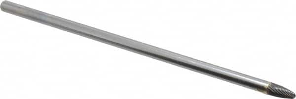 SGS Pro - 1/4" Cut Diam, 1/4" Shank Diam, Tree with Radius Head Single Cut Burr - Carbide, Radius End, 1/2" LOC - Americas Industrial Supply
