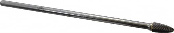 SGS Pro - 3/8" Cut Diam, 1/4" Shank Diam, Tree with Radius Head Single Cut Burr - Carbide, Radius End, 3/4" LOC - Americas Industrial Supply
