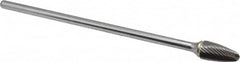 SGS Pro - 1/2" Cut Diam, 1/4" Shank Diam, Tree with Radius Head Single Cut Burr - Carbide, Radius End, 1" LOC - Americas Industrial Supply