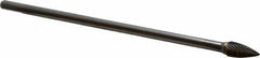 SGS Pro - 3/8" Cut Diam, 1/4" Shank Diam, Tree Head Single Cut Burr - Carbide, Point End, 3/4" LOC - Americas Industrial Supply
