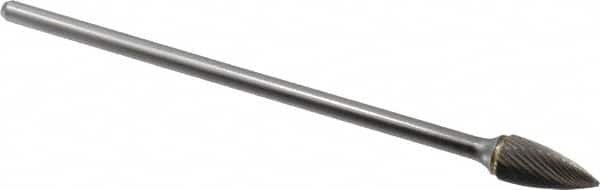 SGS Pro - 1/2" Cut Diam, 1/4" Shank Diam, Tree Head Single Cut Burr - Carbide, Point End, 1" LOC - Americas Industrial Supply