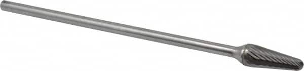 SGS Pro - 1/2" Cut Diam, 1/4" Shank Diam, Taper Head Single Cut Burr - Carbide, Radius End, 1-1/8" LOC - Americas Industrial Supply