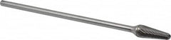 SGS Pro - 1/2" Cut Diam, 1/4" Shank Diam, Taper Head Single Cut Burr - Carbide, Radius End, 1-1/8" LOC - Americas Industrial Supply