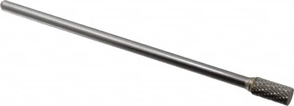 SGS Pro - 3/8" Cut Diam, 1/4" Shank Diam, Cylinder Head Double Cut Burr - Carbide, Flat End, 3/4" LOC - Americas Industrial Supply