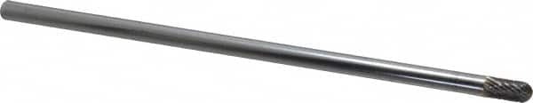 SGS Pro - 1/4" Cut Diam, 1/4" Shank Diam, Cylinder with Radius Head Double Cut Burr - Carbide, Radius End, 1/2" LOC - Americas Industrial Supply