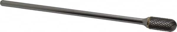 SGS Pro - 1/2" Cut Diam, 1/4" Shank Diam, Cylinder with Radius Head Double Cut Burr - Carbide, Radius End, 1" LOC - Americas Industrial Supply