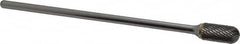SGS Pro - 1/2" Cut Diam, 1/4" Shank Diam, Cylinder with Radius Head Double Cut Burr - Carbide, Radius End, 1" LOC - Americas Industrial Supply