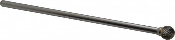 SGS Pro - 1/2" Cut Diam, 1/4" Shank Diam, Ball Head Double Cut Burr - Carbide, Radius End, 7/16" LOC - Americas Industrial Supply