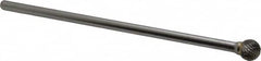 SGS Pro - 1/2" Cut Diam, 1/4" Shank Diam, Ball Head Double Cut Burr - Carbide, Radius End, 7/16" LOC - Americas Industrial Supply
