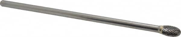 SGS Pro - 3/8" Cut Diam, 1/4" Shank Diam, Oval Head Double Cut Burr - Carbide, Radius End, 5/8" LOC - Americas Industrial Supply