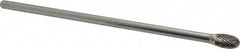 SGS Pro - 3/8" Cut Diam, 1/4" Shank Diam, Oval Head Double Cut Burr - Carbide, Radius End, 5/8" LOC - Americas Industrial Supply