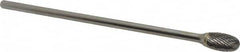 SGS Pro - 1/2" Cut Diam, 1/4" Shank Diam, Oval Head Double Cut Burr - Carbide, Radius End, 7/8" LOC - Americas Industrial Supply