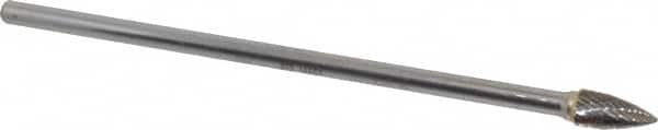 SGS Pro - 3/8" Cut Diam, 1/4" Shank Diam, Tree Head Double Cut Burr - Carbide, Point End, 3/4" LOC - Americas Industrial Supply