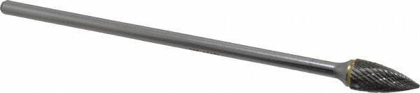 SGS Pro - 1/2" Cut Diam, 1/4" Shank Diam, Tree Head Double Cut Burr - Carbide, Point End, 1" LOC - Americas Industrial Supply