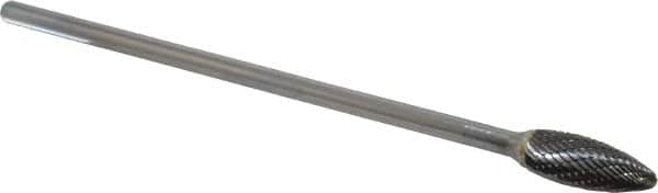 SGS Pro - 1/2" Cut Diam, 1/4" Shank Diam, Flame Head Double Cut Burr - Carbide, Radius End, 1-1/4" LOC - Americas Industrial Supply