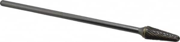 SGS Pro - 1/2" Cut Diam, 1/4" Shank Diam, Taper Head Double Cut Burr - Carbide, Radius End, 1-1/8" LOC - Americas Industrial Supply