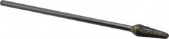 SGS Pro - 1/2" Cut Diam, 1/4" Shank Diam, Taper Head Double Cut Burr - Carbide, Radius End, 1-1/8" LOC - Americas Industrial Supply
