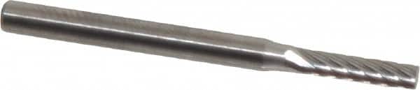 SGS Pro - 3/32" Cut Diam, 1/8" Shank Diam, Cylinder Head Single Cut Burr - Carbide, Flat End, 7/16" LOC, 1-1/2" OAL - Americas Industrial Supply