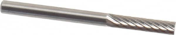 SGS Pro - 1/8" Cut Diam, 1/8" Shank Diam, Cylinder Head Single Cut Burr - Carbide, Flat End, 9/16" LOC, 1-1/2" OAL - Americas Industrial Supply