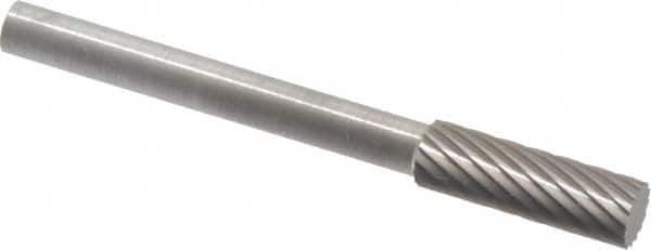 SGS Pro - 5/32" Cut Diam, 1/8" Shank Diam, Cylinder Head Single Cut Burr - Carbide, Flat End, 1/2" LOC - Americas Industrial Supply