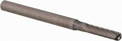 SGS Pro - 3/32" Cut Diam, 1/8" Shank Diam, Cylinder with Radius Head Single Cut Burr - Carbide, Radius End, 7/16" LOC, 2" OAL - Americas Industrial Supply