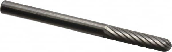 SGS Pro - 1/8" Cut Diam, 1/8" Shank Diam, Cylinder with Radius Head Single Cut Burr - Carbide, Radius End, 9/16" LOC, 1-1/2" OAL - Americas Industrial Supply