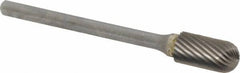 SGS Pro - 1/4" Cut Diam, 1/8" Shank Diam, Cylinder with Radius Head Single Cut Burr - Carbide, Radius End, 1/2" LOC, 2-15/16" OAL - Americas Industrial Supply