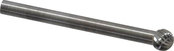 SGS Pro - 3/16" Cut Diam, 1/8" Shank Diam, Ball Head Single Cut Burr - Carbide, Radius End, 5/32" LOC - Americas Industrial Supply
