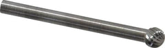 SGS Pro - 3/16" Cut Diam, 1/8" Shank Diam, Ball Head Single Cut Burr - Carbide, Radius End, 5/32" LOC - Americas Industrial Supply