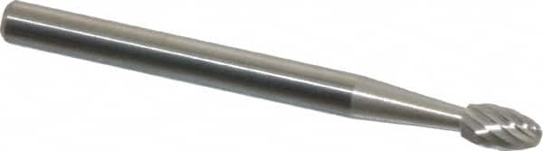SGS Pro - 1/8" Cut Diam, 1/8" Shank Diam, Oval Head Single Cut Burr - Carbide, Radius End, 7/32" LOC, 1-1/2" OAL - Americas Industrial Supply