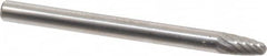 SGS Pro - 1/8" Cut Diam, 1/8" Shank Diam, Tree with Radius Head Single Cut Burr - Carbide, Radius End, 1/4" LOC, 1-1/2" OAL - Americas Industrial Supply