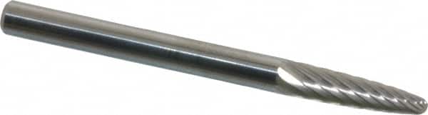 SGS Pro - 1/8" Cut Diam, 1/8" Shank Diam, Tree with Radius Head Single Cut Burr - Carbide, Radius End, 1/2" LOC, 1-1/2" OAL - Americas Industrial Supply