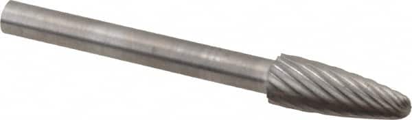 SGS Pro - 3/16" Cut Diam, 1/8" Shank Diam, Tree with Radius Head Single Cut Burr - Carbide, Radius End, 1/2" LOC - Americas Industrial Supply