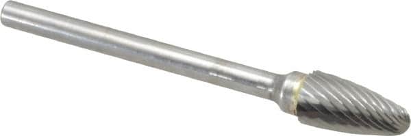 SGS Pro - 1/4" Cut Diam, 1/8" Shank Diam, Tree with Radius Head Single Cut Burr - Carbide, Radius End, 1/2" LOC, 2" OAL - Americas Industrial Supply