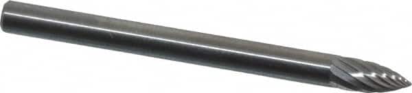 SGS Pro - 1/8" Cut Diam, 1/8" Shank Diam, Tree Head Single Cut Burr - Carbide, Point End, 1/4" LOC, 1-1/2" OAL - Americas Industrial Supply