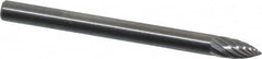 SGS Pro - 1/8" Cut Diam, 1/8" Shank Diam, Tree Head Single Cut Burr - Carbide, Point End, 1/4" LOC, 1-1/2" OAL - Americas Industrial Supply