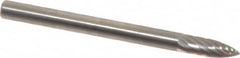 SGS Pro - 1/8" Cut Diam, 1/8" Shank Diam, Tree Head Single Cut Burr - Carbide, Point End, 3/8" LOC, 1-1/2" OAL - Americas Industrial Supply