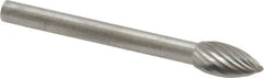 SGS Pro - 3/16" Cut Diam, 1/8" Shank Diam, Flame Head Single Cut Burr - Carbide, Radius End, 3/8" LOC - Americas Industrial Supply