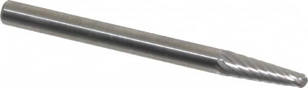 SGS Pro - 1/8" Cut Diam, 1/8" Shank Diam, Taper Head Single Cut Burr - Carbide, Radius End, 3/8" LOC, 1-1/2" OAL - Americas Industrial Supply