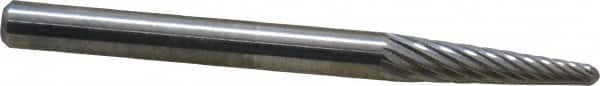 SGS Pro - 1/8" Cut Diam, 1/8" Shank Diam, Taper Head Single Cut Burr - Carbide, Radius End, 1/2" LOC, 1-1/2" OAL - Americas Industrial Supply