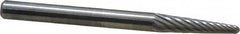 SGS Pro - 1/8" Cut Diam, 1/8" Shank Diam, Taper Head Single Cut Burr - Carbide, Radius End, 1/2" LOC, 1-1/2" OAL - Americas Industrial Supply