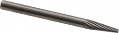 SGS Pro - 1/8" Cut Diam, 1/8" Shank Diam, Cone Head Single Cut Burr - Carbide, Point End, 11/32" LOC, 1-1/2" OAL - Americas Industrial Supply