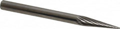 SGS Pro - 1/8" Cut Diam, 1/8" Shank Diam, Cone Head Single Cut Burr - Carbide, Point End, 7/16" LOC, 1-1/2" OAL - Americas Industrial Supply