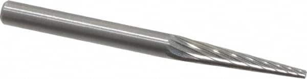 SGS Pro - 1/8" Cut Diam, 1/8" Shank Diam, Cone Head Single Cut Burr - Carbide, Point End, 5/8" LOC, 1-1/2" OAL - Americas Industrial Supply