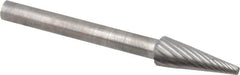 SGS Pro - 3/16" Cut Diam, 1/8" Shank Diam, Cone Head Single Cut Burr - Carbide, Point End, 1/2" LOC - Americas Industrial Supply