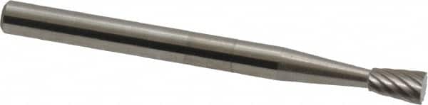 SGS Pro - 1/8" Cut Diam, 1/8" Shank Diam, Inverted Cone Head Single Cut Burr - Carbide, Flat End, 3/16" LOC, 1-1/2" OAL - Americas Industrial Supply