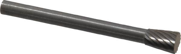 SGS Pro - 3/16" Cut Diam, 1/8" Shank Diam, Inverted Cone Head Single Cut Burr - Carbide, Flat End, 1/4" LOC - Americas Industrial Supply